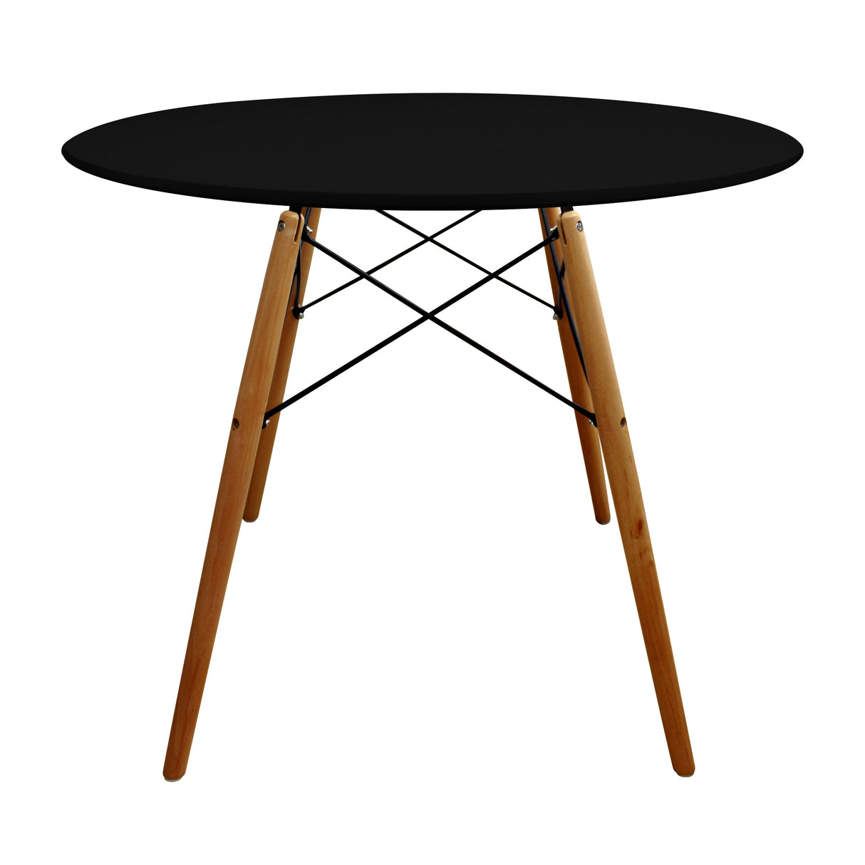 COMEDOR REDONDO TAPA DE MADERA NEGRA MÁS 4 SILLAS CHARLA BEIGE