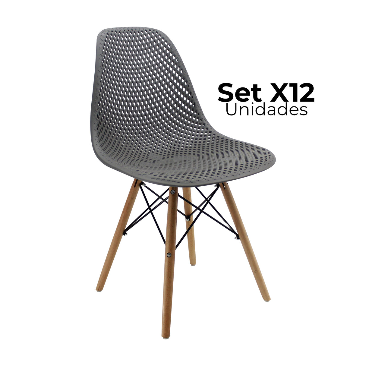 SET X 12 SILLAS COLMEIA GRISES BOXBIT