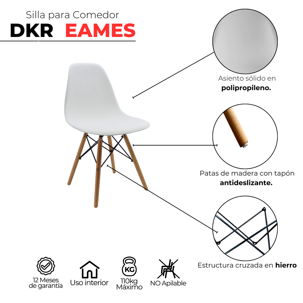 SET X 2 SILLAS DKR TIPO EAMES BLANCAS BOXBIT