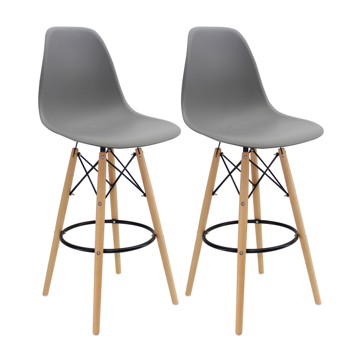 SET X 2 BUTACOS DKR BAR TIPO EAMES GRIS BOXBIT
