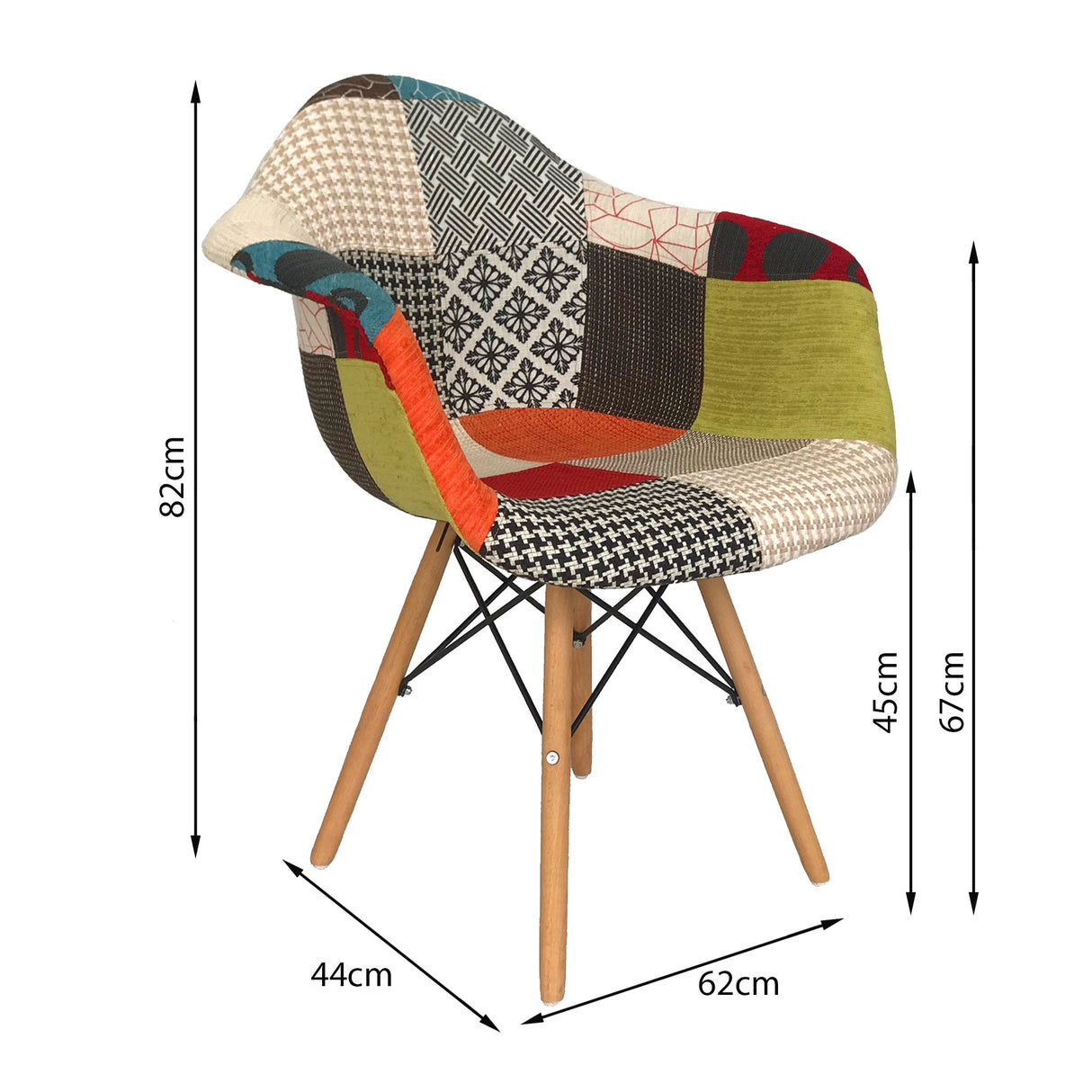 SILLA DKR CON BRAZOS TIPO EAMES PATCHWORK BOXBIT