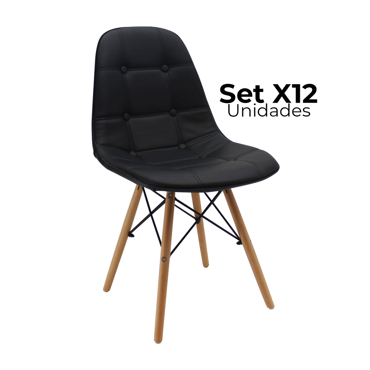 SET X 12 SILLAS DKR BOTONES NEGRAS BOXBIT