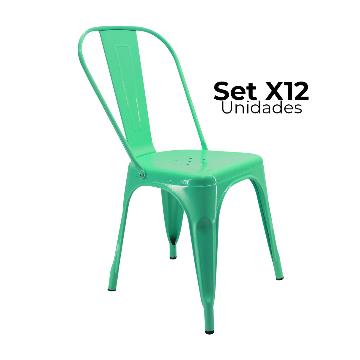 SET X 12 SILLAS TITAN TIPO TOLIX VERDE MENTA BOXBIT