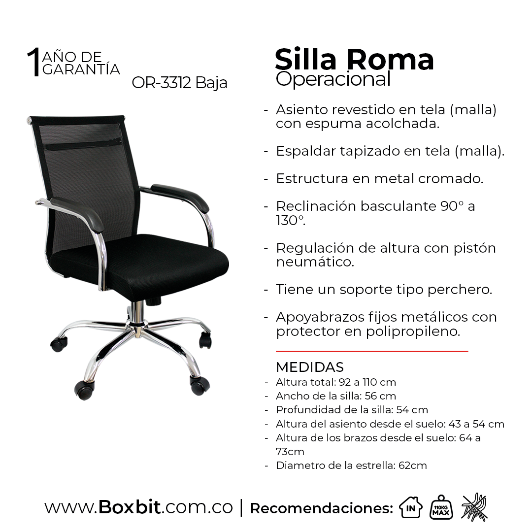 SILLA ROMA OFICINA BAJA BOXBIT