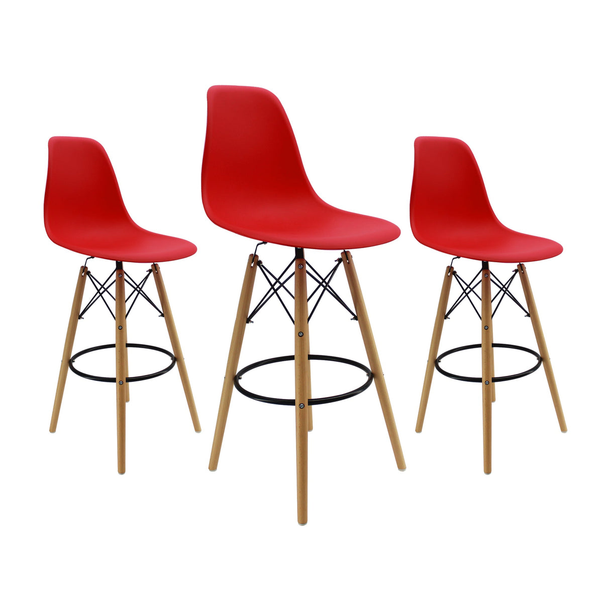 SET X 3 BUTACOS DKR BAR TIPO EAMES ROJOS BOXBIT