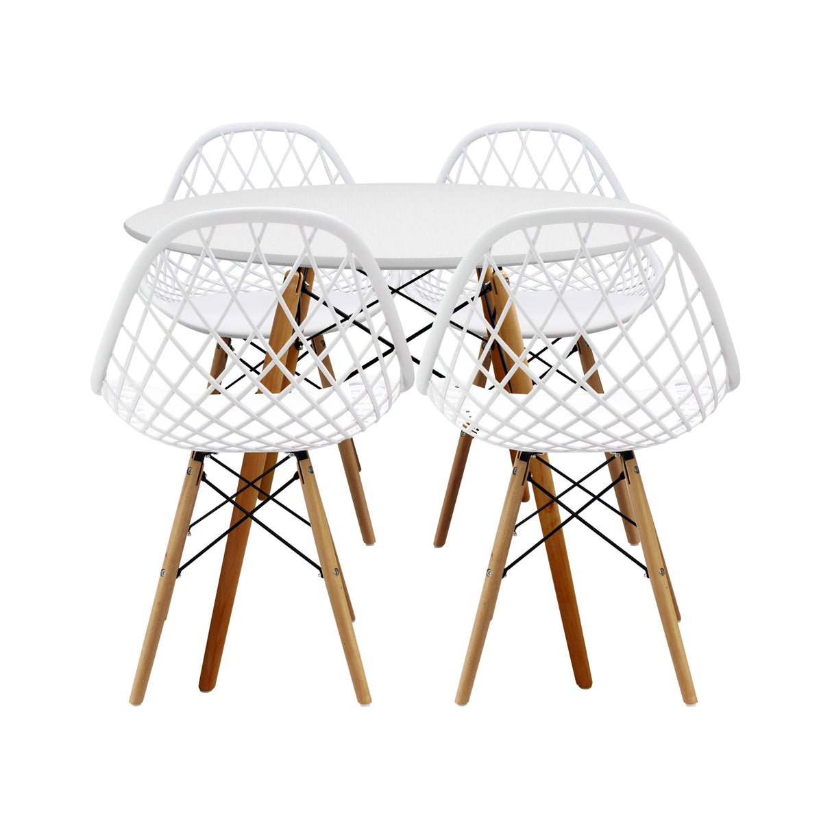 COMEDOR REDONDO TAPA BLANCA MÁS 4 SILLAS KAILA BLANCAS