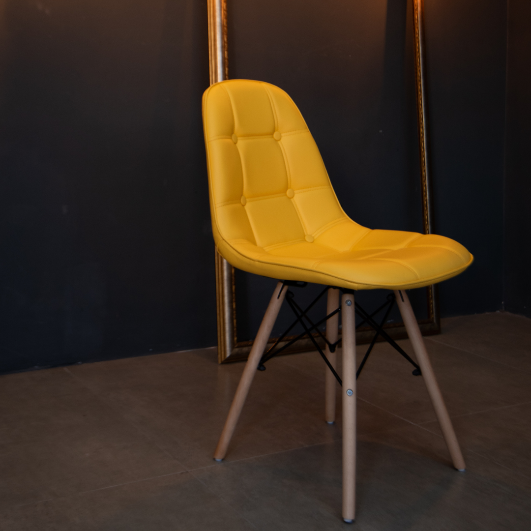 SILLA DKR BOTONES TIPO EAMES AMARILLA BOXBIT