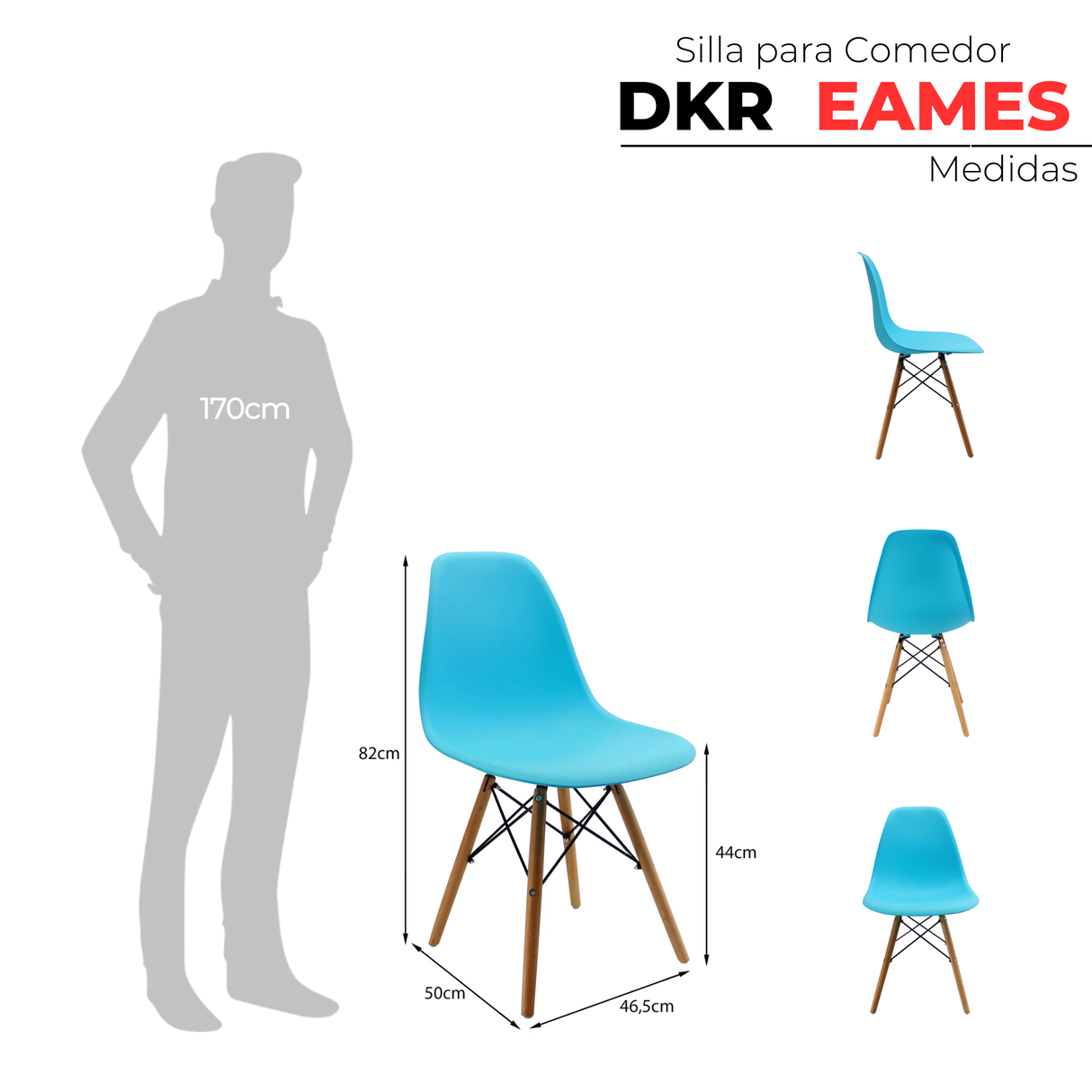 SET X 2 SILLAS DKR TIPO EAMES AZUL BOXBIT