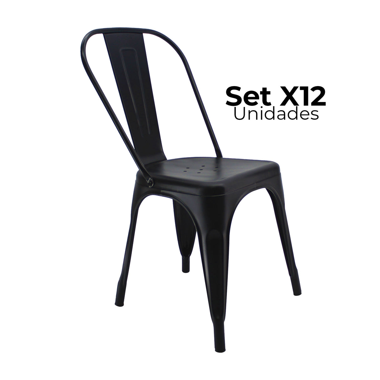 SET X 12 SILLAS TITAN TIPO TOLIX NEGRAS BOXBIT