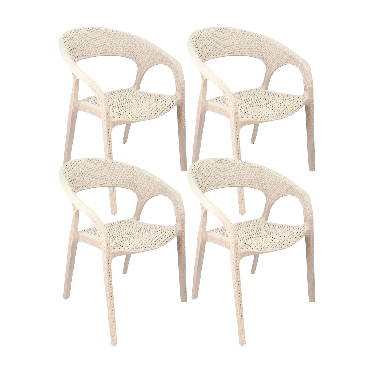 SET X 4 SILLA EXTERIOR RATAN CURVE BEIGE BOXBIT