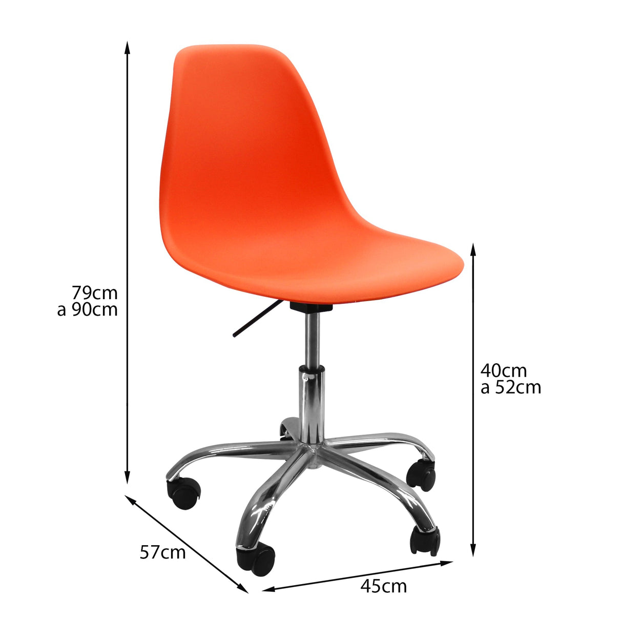 SILLA DKR CON RUEDAS TIPO EAMES NARANJA BOXBIT