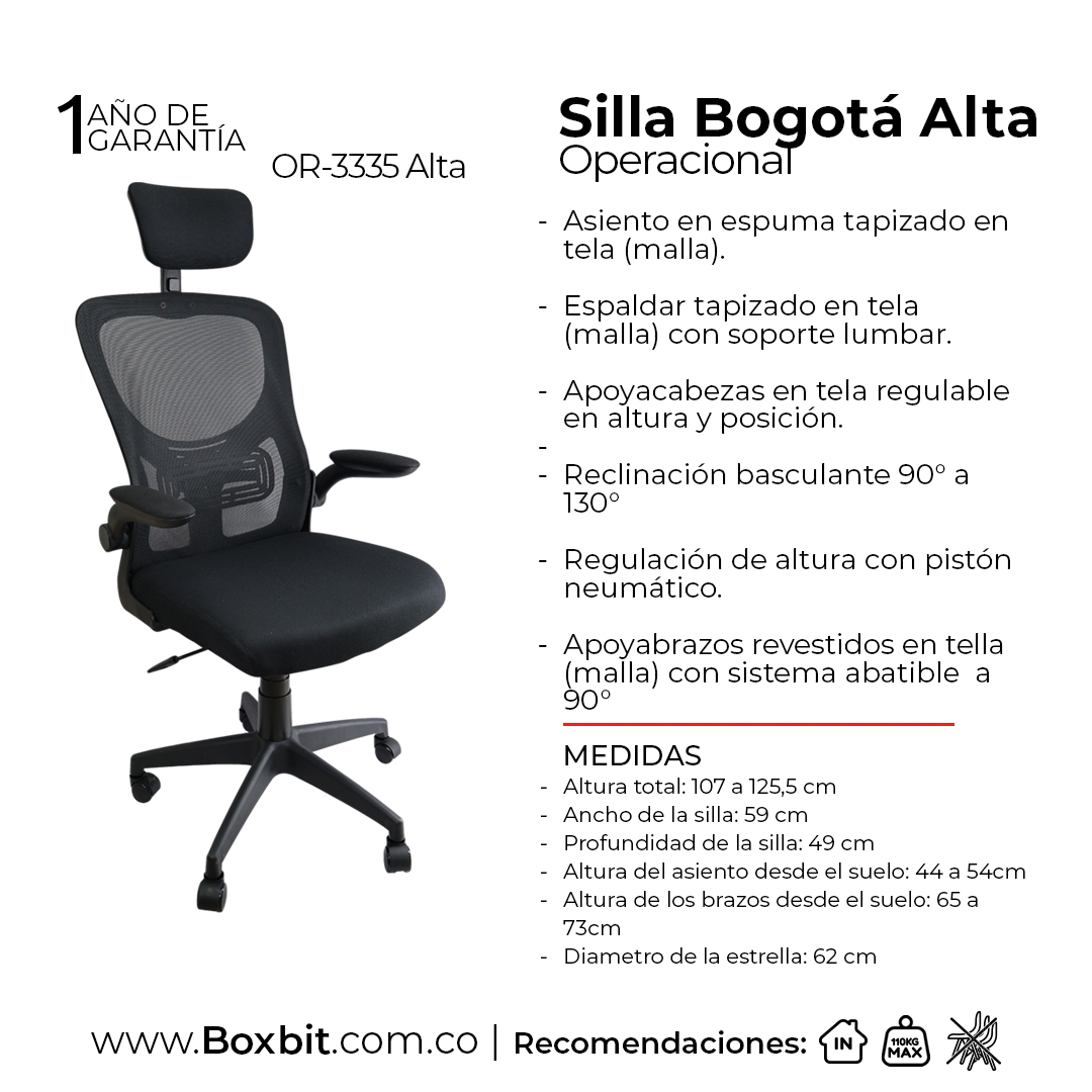 SILLA DE OFICINA BOGOTA ALTA