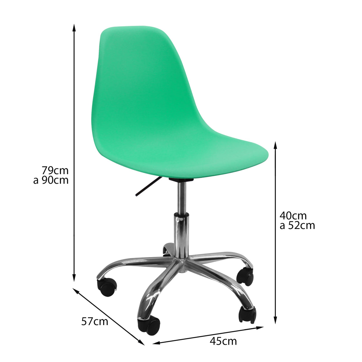 SILLA DKR CON RUEDAS TIPO EAMES VERDE MENTA BOXBIT