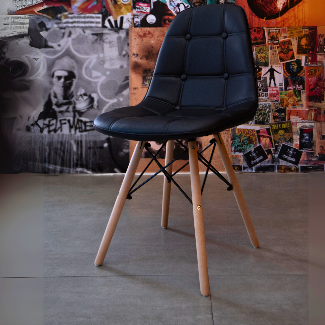 SILLA DKR BOTONES TIPO EAMES NEGRA BOXBIT
