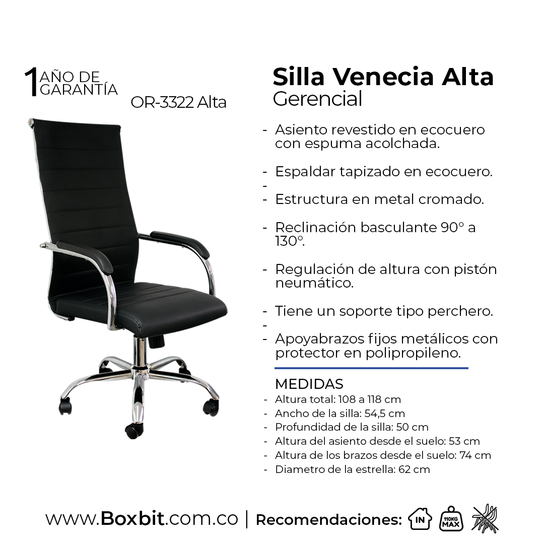 SILLA VENECIA OFICINA ALTA BOXBIT