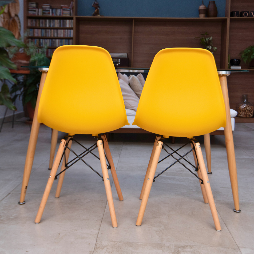 SET X 2 SILLAS DKR TIPO EAMES AMARILLAS BOXBIT