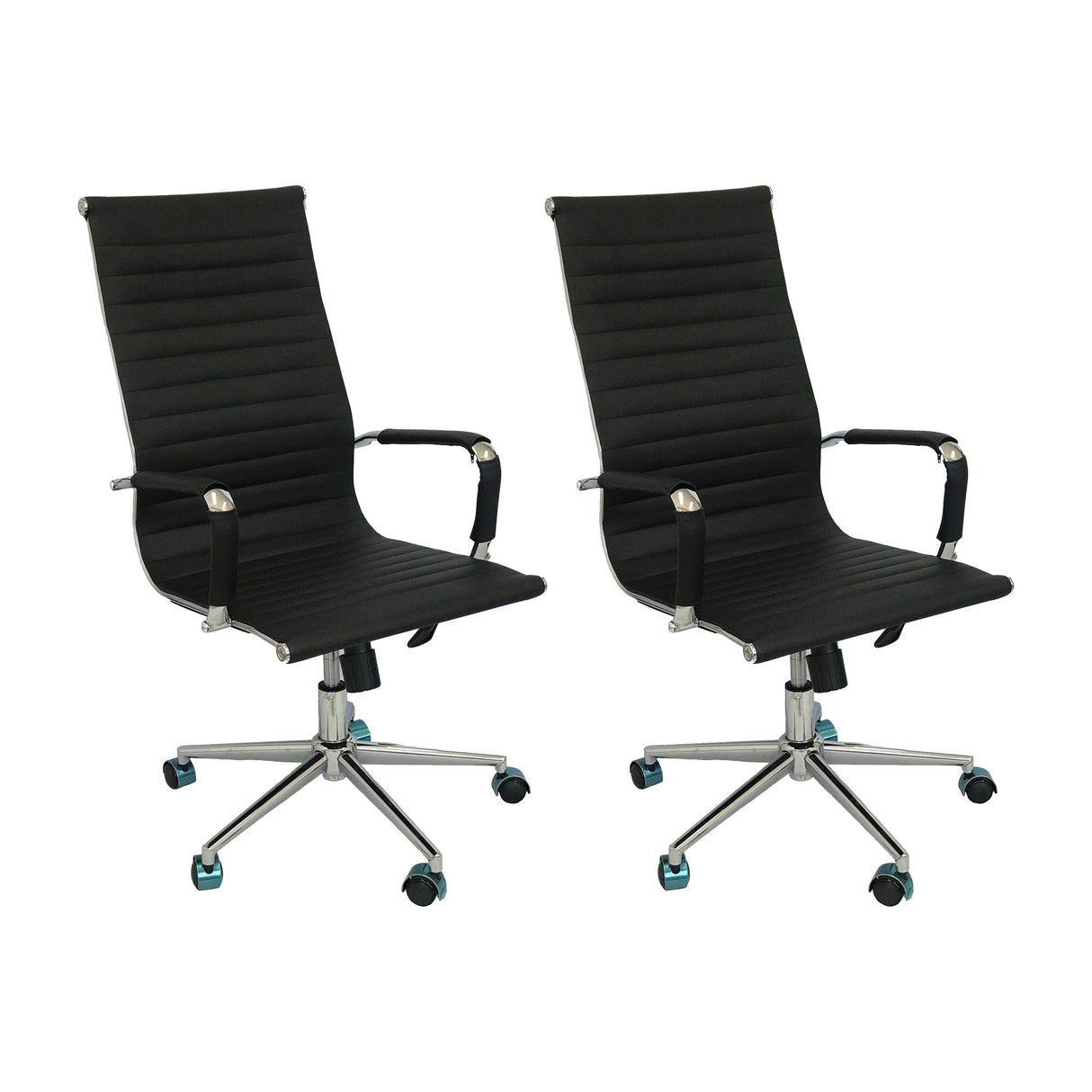 SET X 2 SILLAS ESTERILLA OFICINA ALTAS NEGRAS BOXBIT