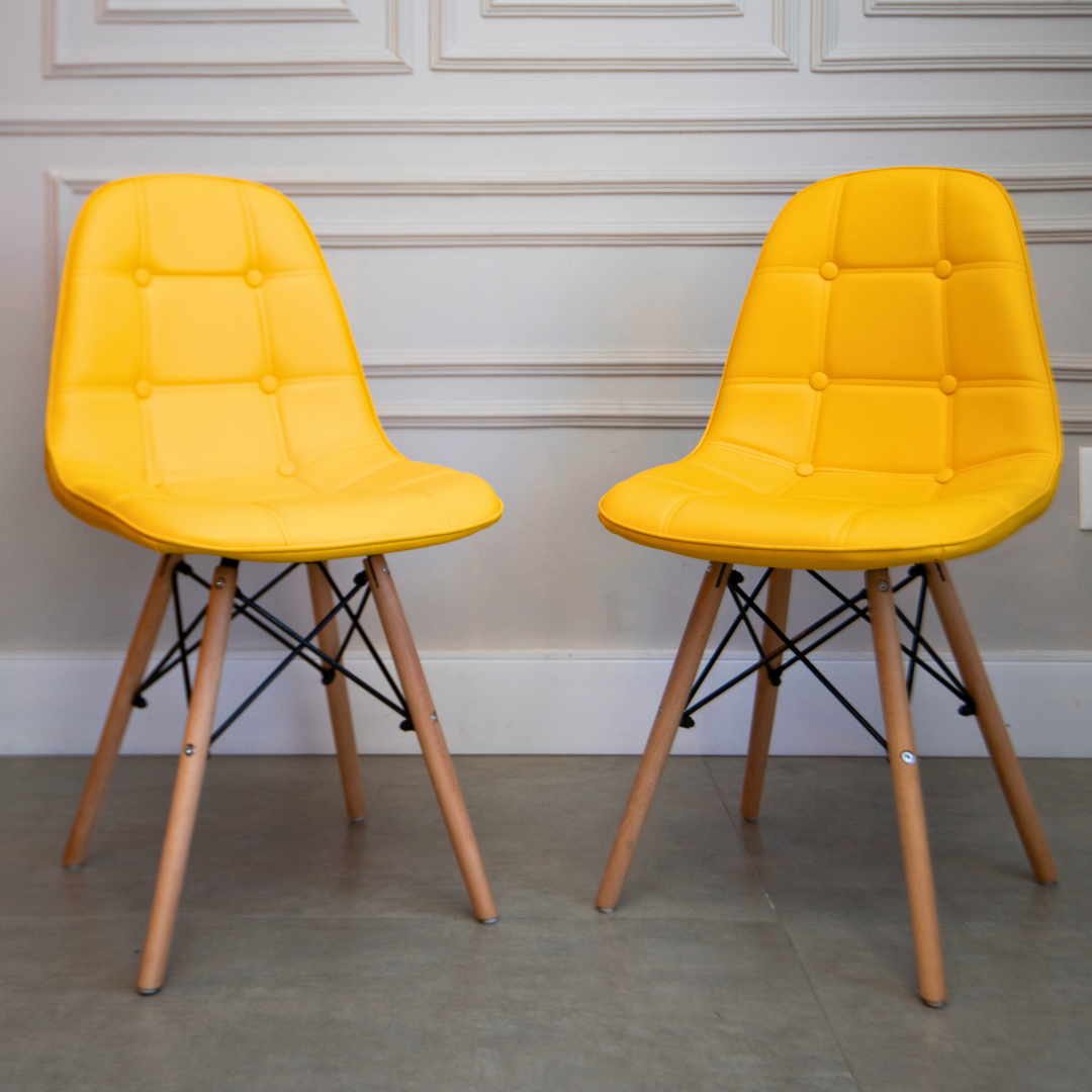SILLA DKR BOTONES TIPO EAMES AMARILLA BOXBIT