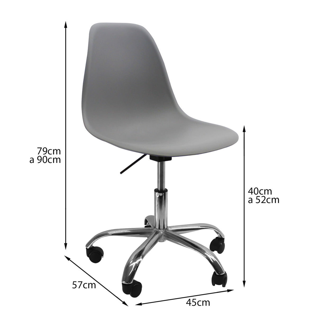 SILLA DKR CON RUEDAS TIPO EAMES GRIS BOXBIT