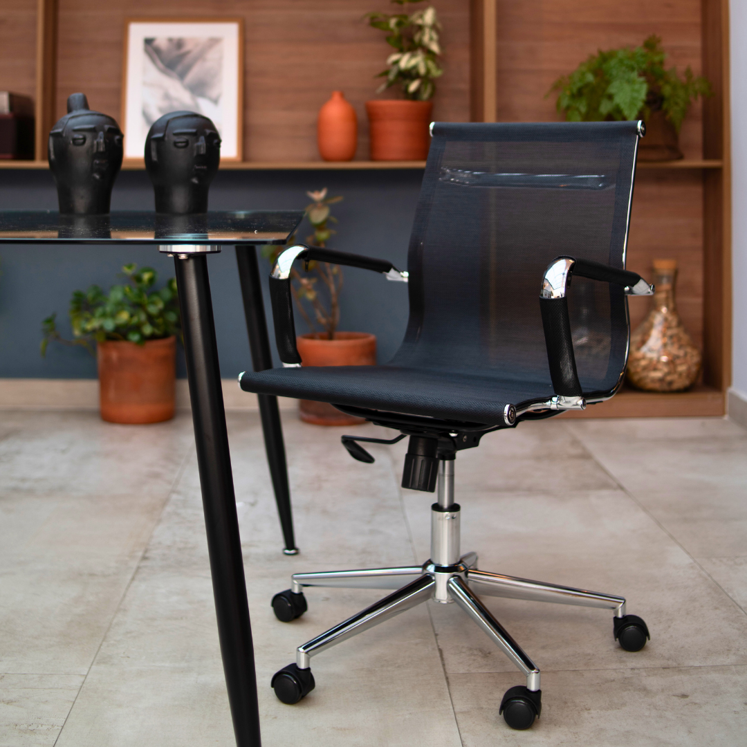 SET X 2 SILLAS TELA OFICINA BAJAS NEGRAS BOXBIT