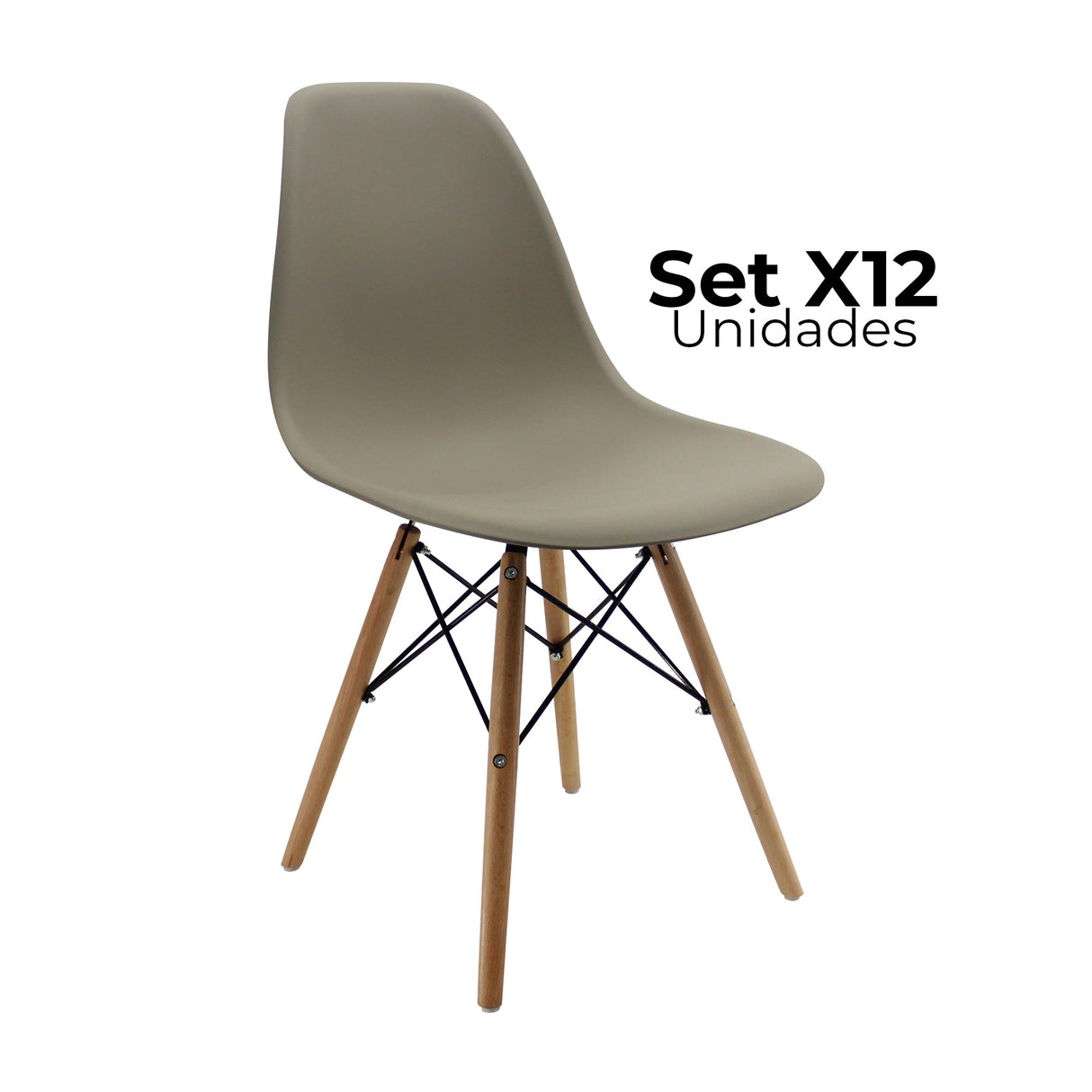 SET X 12 SILLAS DKR TIPO EAMES BEIGES BOXBIT