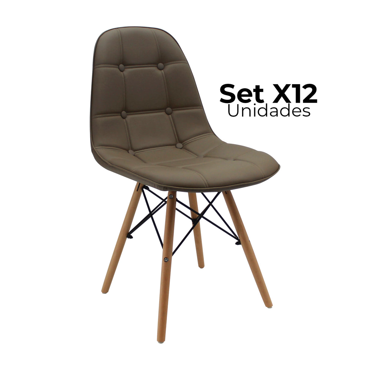 SET X 12 SILLAS DKR BOTONES BEIGE BOXBIT