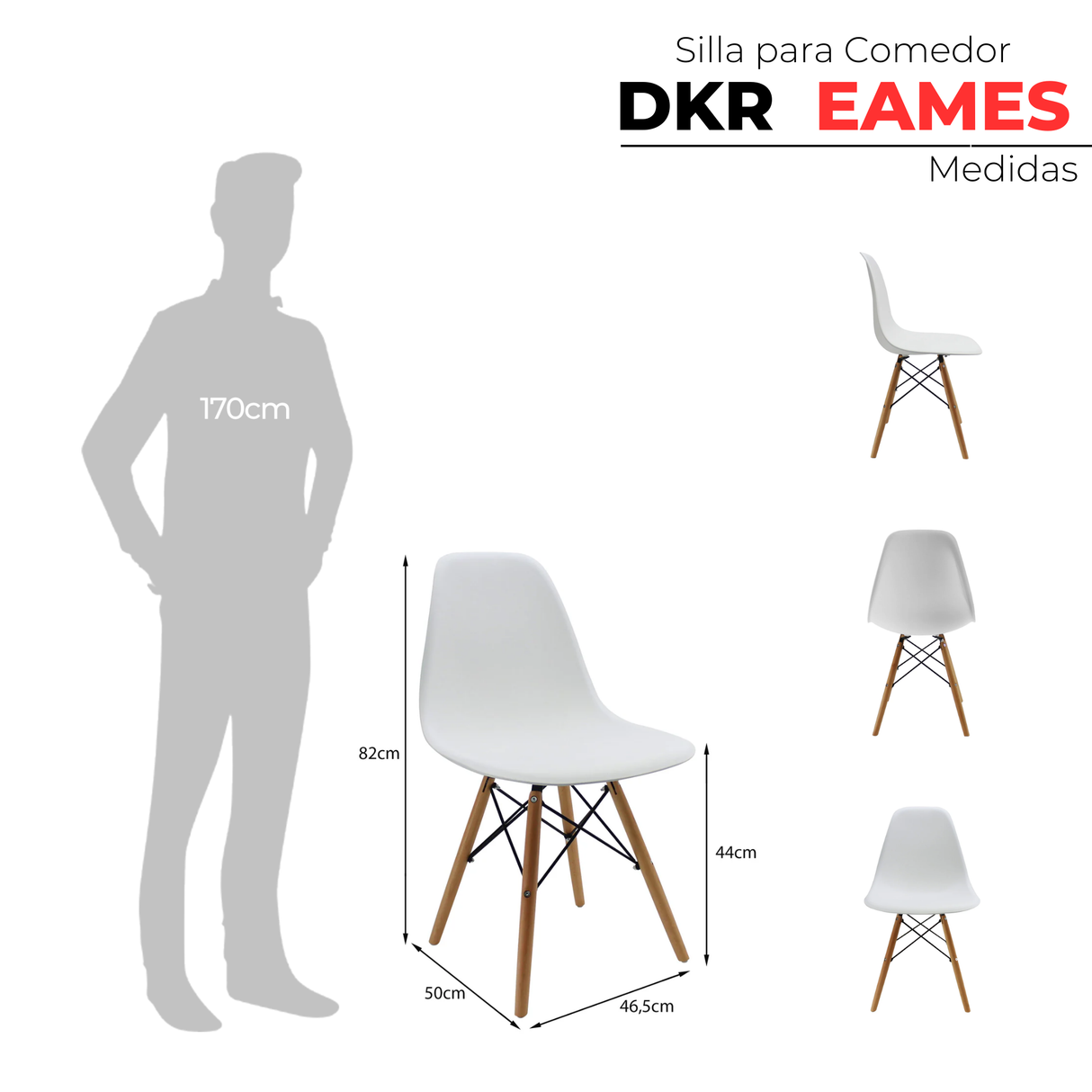 SET X 6 SILLAS DKR TIPO EAMES BLANCAS BOXBIT
