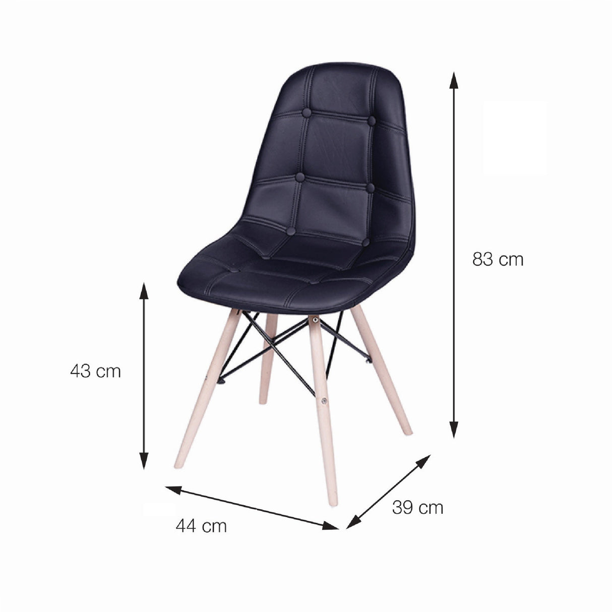 SILLA DKR BOTONES TIPO EAMES NEGRA BOXBIT