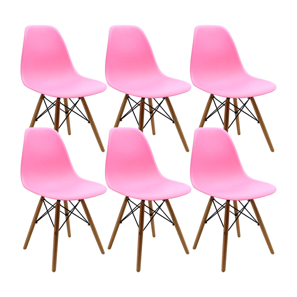 SET X 6 SILLAS DKR TIPO EAMES ROSADAS BOXBIT