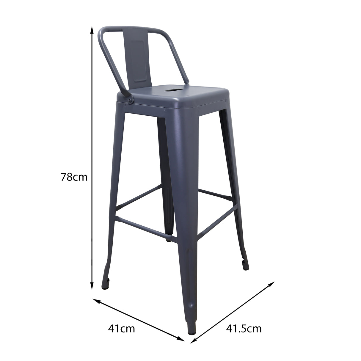 Set x 2 Butacos Bar Altos TITAN Tipo Tolix Gris BoxBit