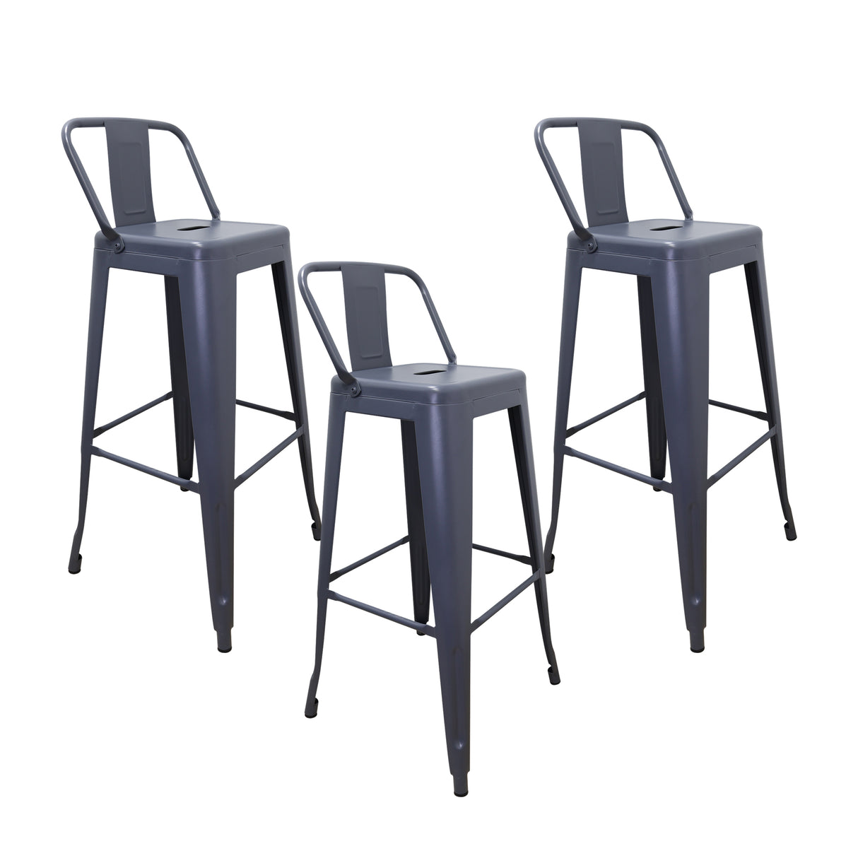 Set x 3 Butacos Bar Altos TITAN Tipo Tolix Gris BoxBit