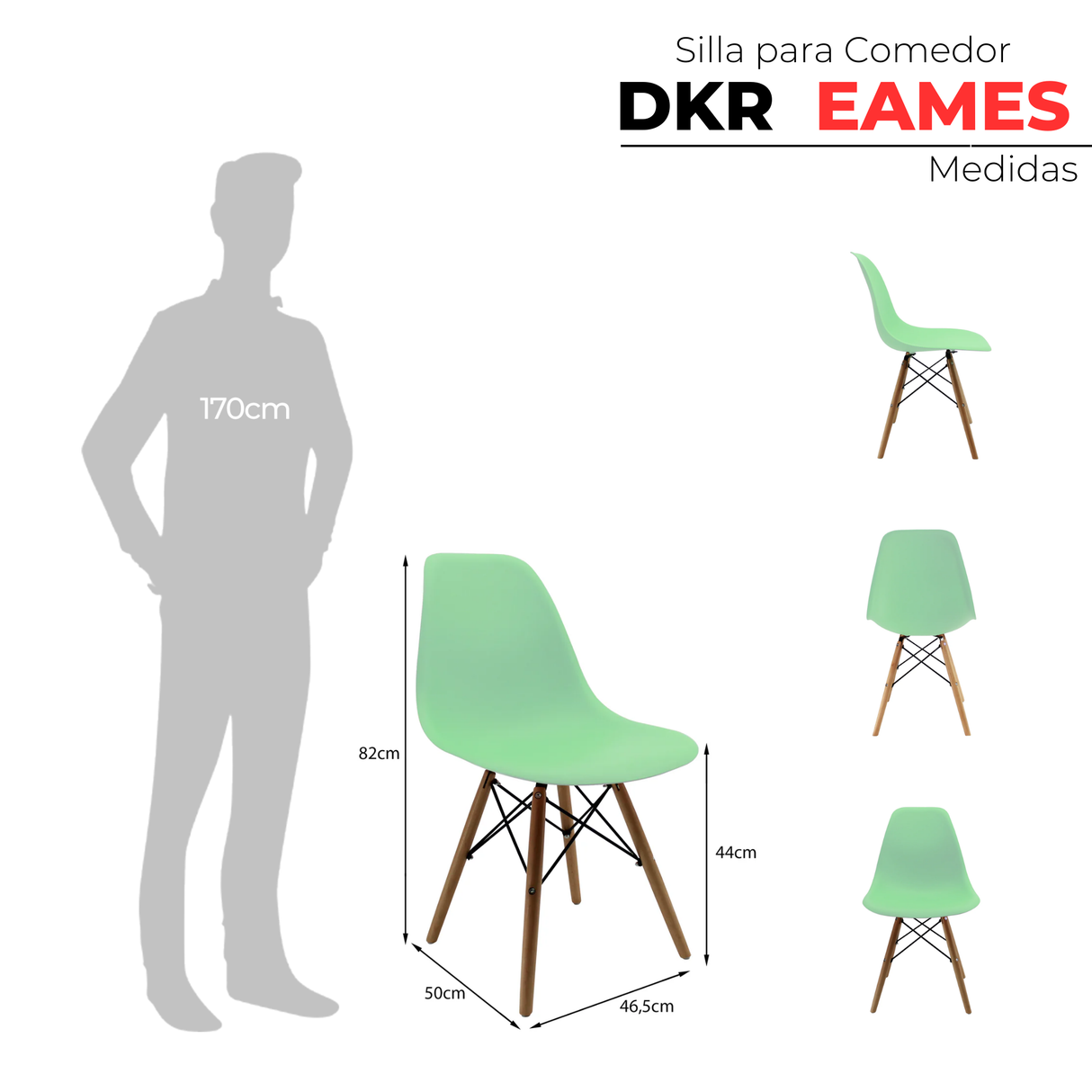 SET X 6 SILLAS DKR TIPO EAMES VERDE CLARO BOXBIT