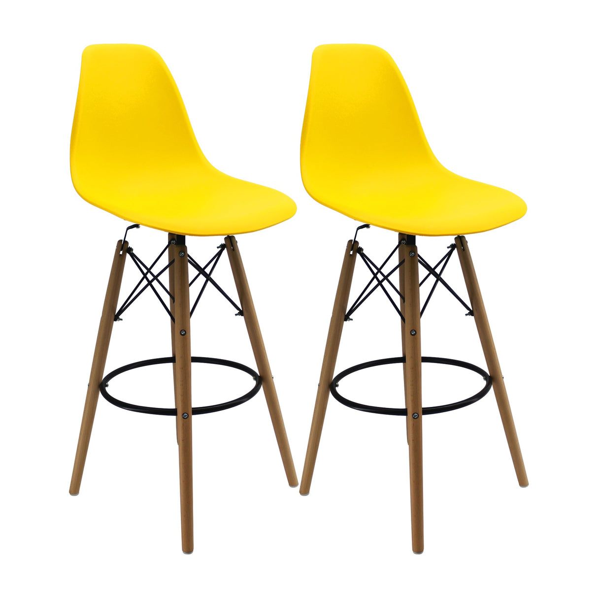 SET X 2 BUTACOS DKR BAR TIPO EAMES AMARILLO BOXBIT