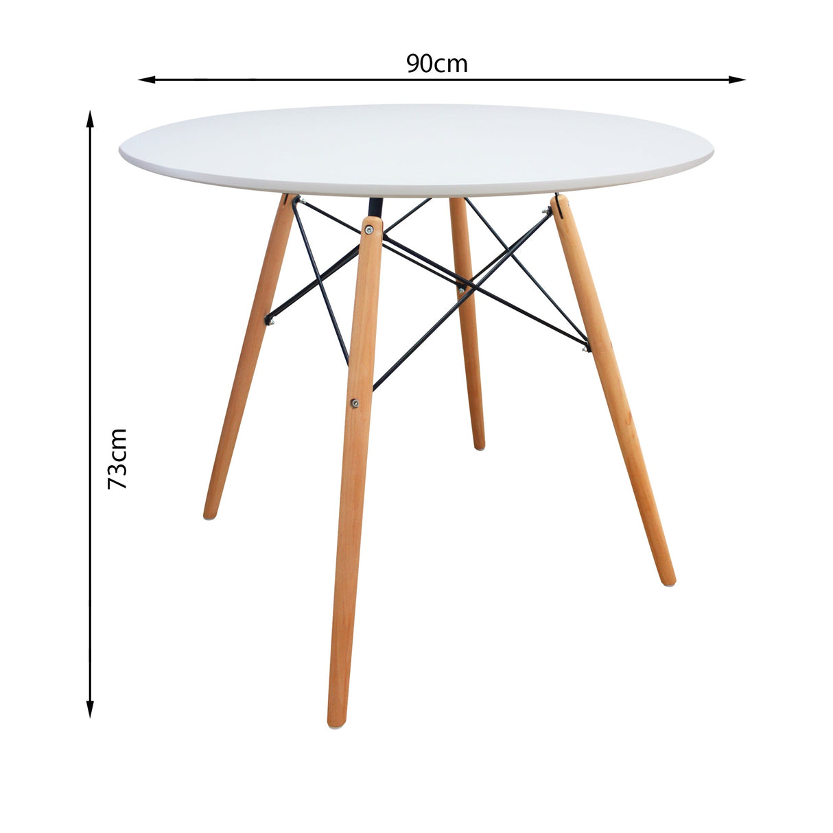 COMEDOR REDONDO TAPA BLANCA MÁS 4 SILLAS DKR TIPO EAMES BLANCAS