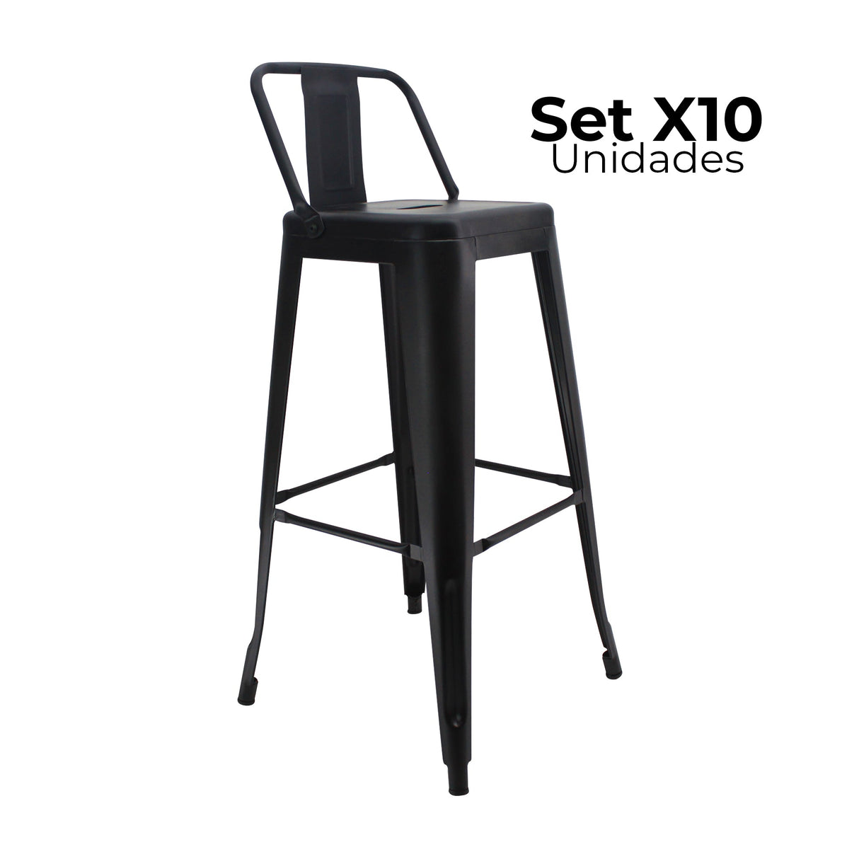 SET X 10 BUTACOS BAR ALTOS TITAN TIPO TOLIX NEGROS BOXBIT