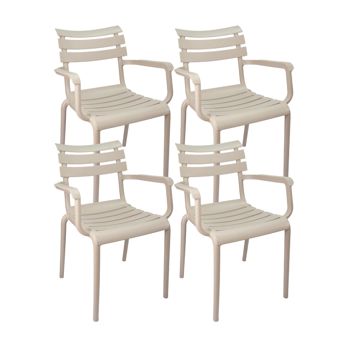 SET X 4 SILLA EXTERIOR VENECIA CON BRAZOS BEIGE BOXBIT