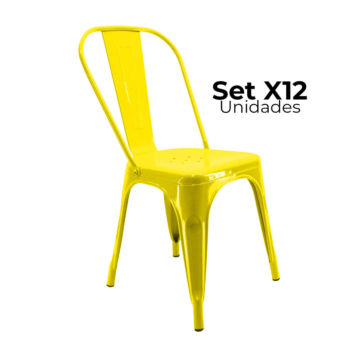 SET X 12 SILLAS TITAN TIPO TOLIX AMARILLAS BOXBIT