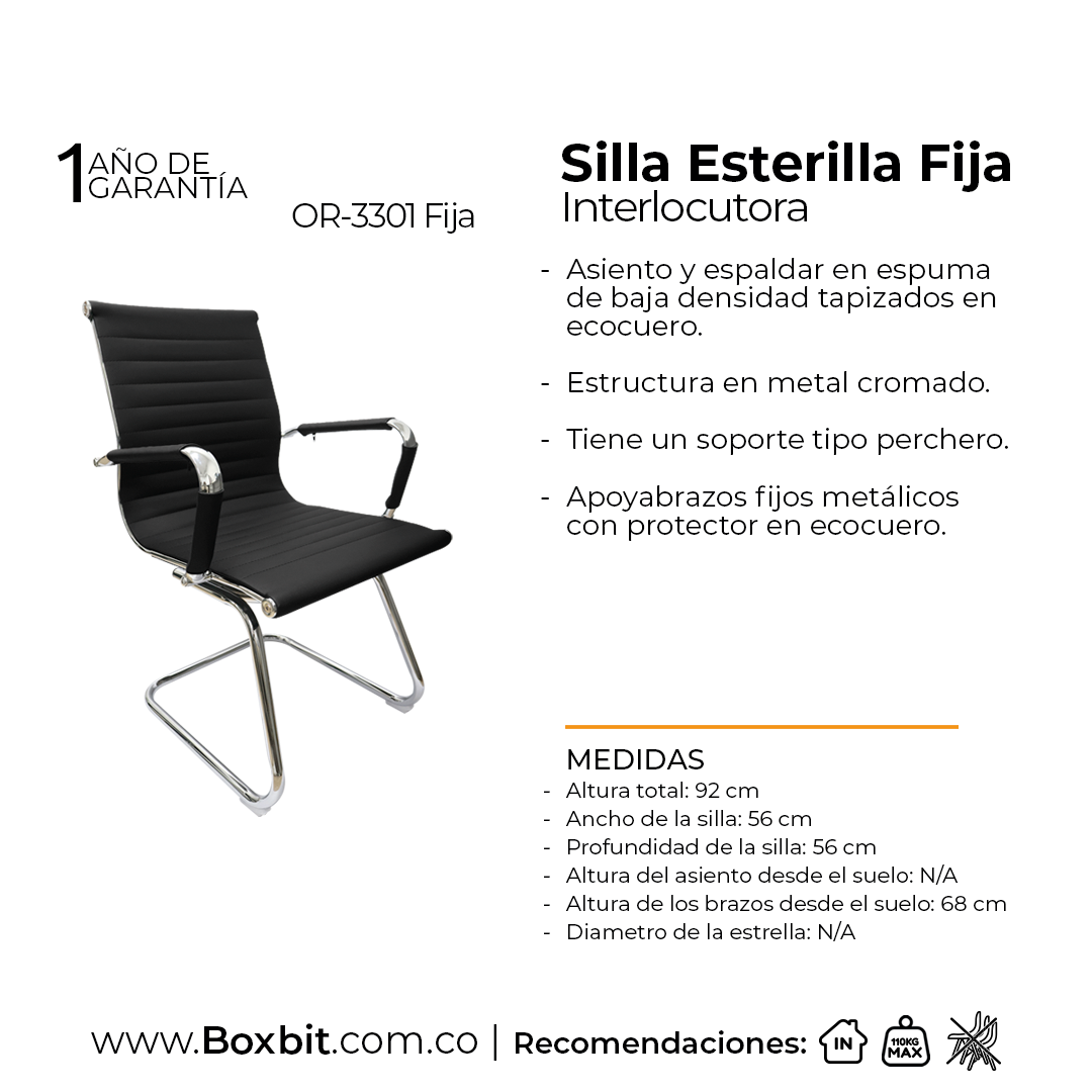 SILLA DE OFICINA ESTERILLA FIJA