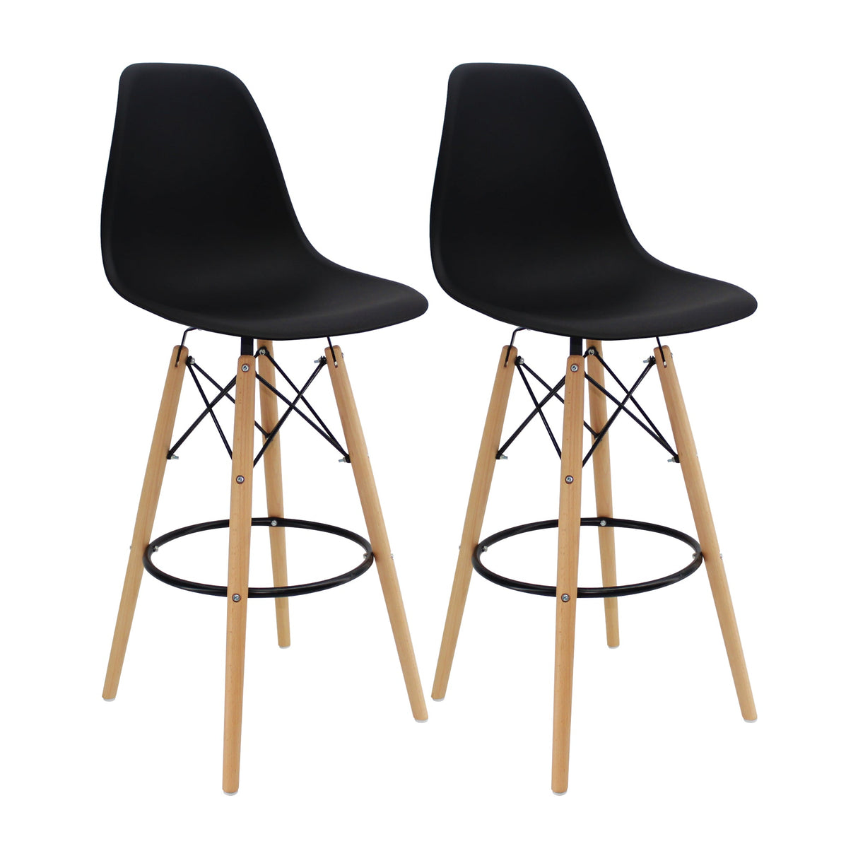 SET X 2 BUTACOS DKR BAR TIPO EAMES NEGRO BOXBIT
