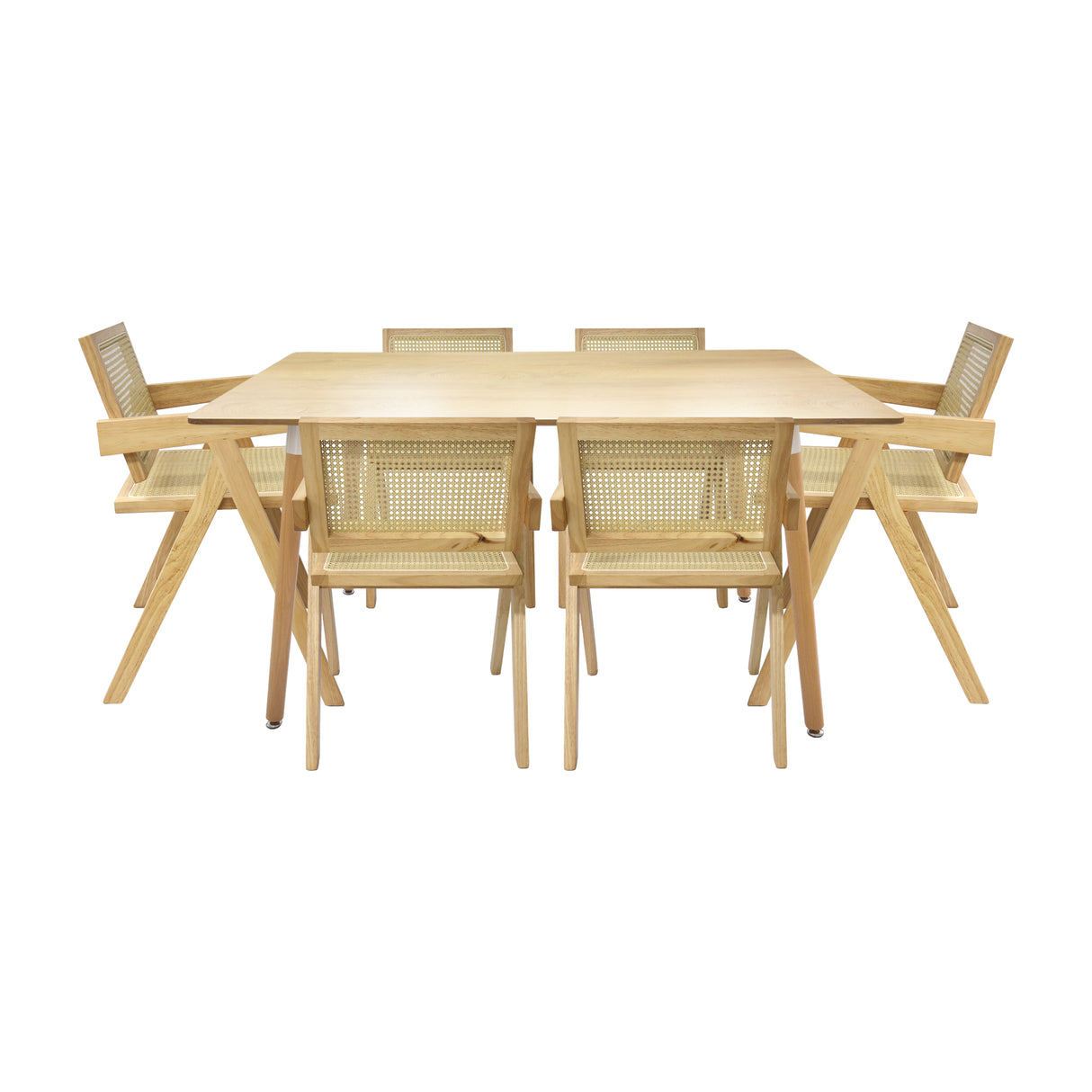 Comedor Bravus con 6 Sillas Buganvilia | Mesa de Madera y Sillas de Ratán