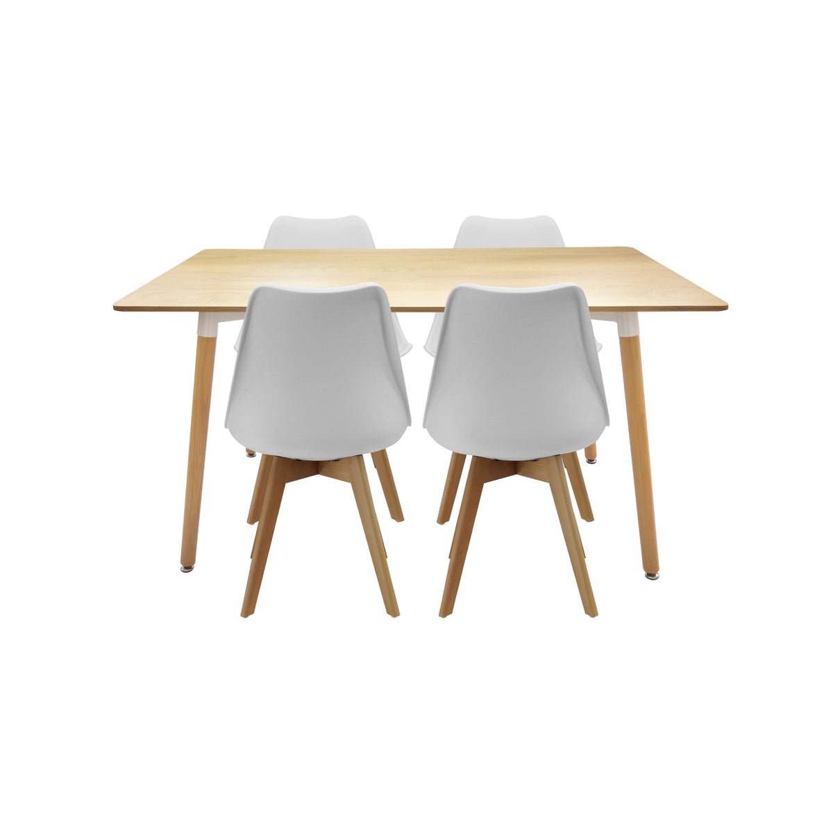 Comedor rectangular Bravus más 4 sillas Joly blancas
