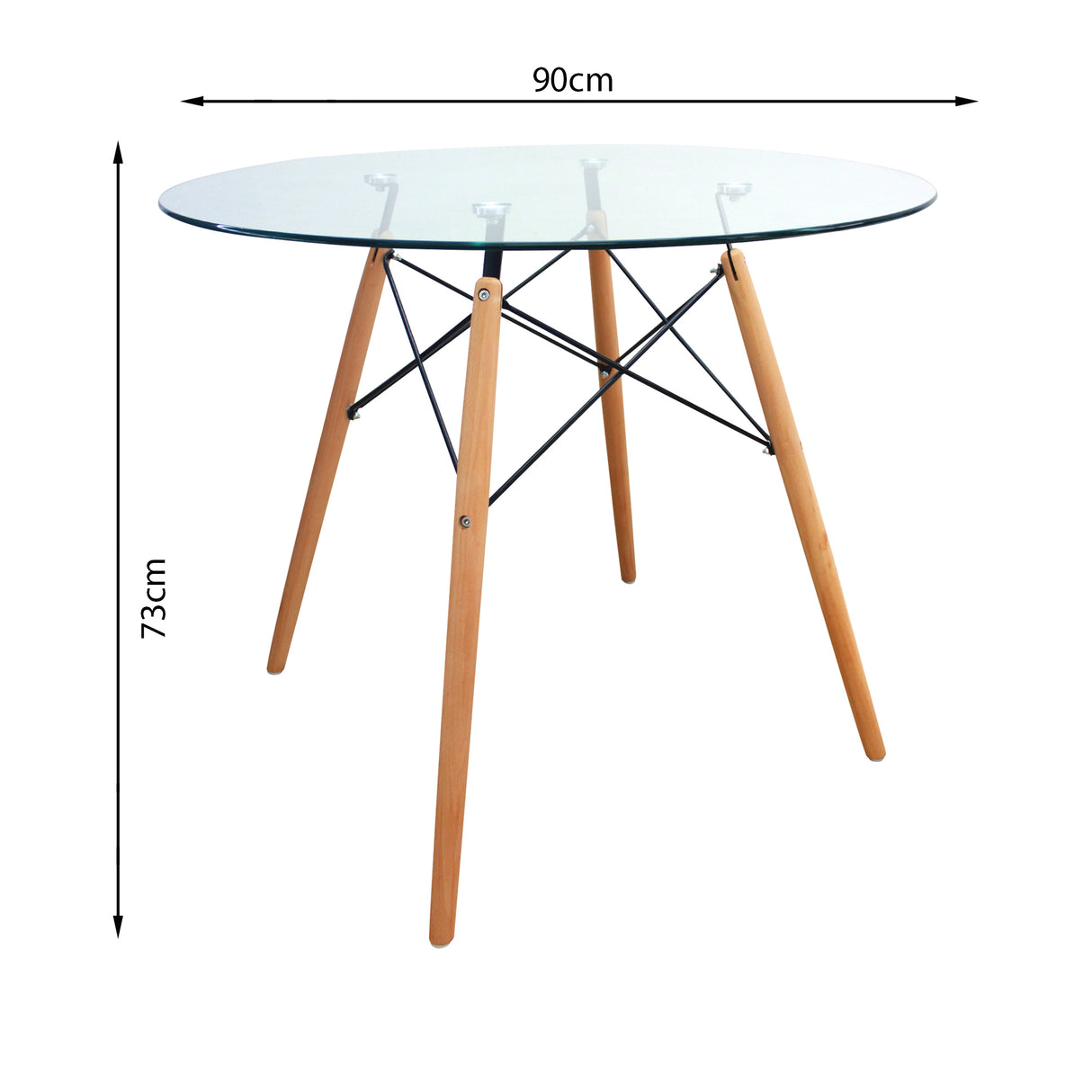 Comedor Redondo Tapa Vidrio más 4 sillas DKR Tipo Eames BoxBit