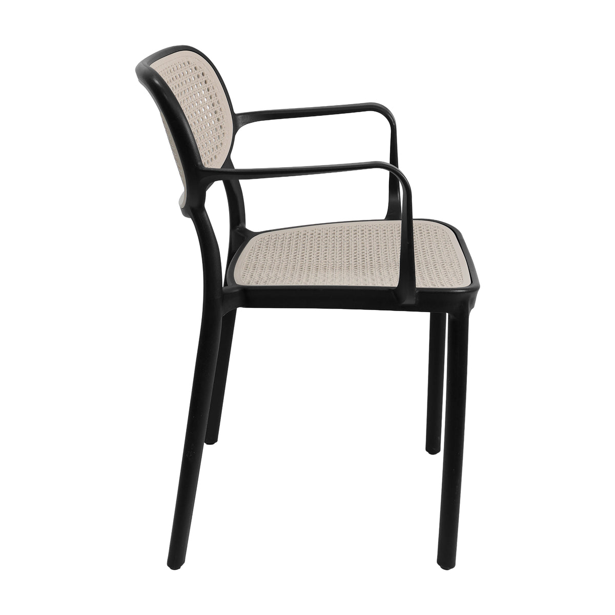 Set X4 Silla Art Nattura CB – Silla de Brazos con Asiento y Respaldo Estilo Ratan Negra