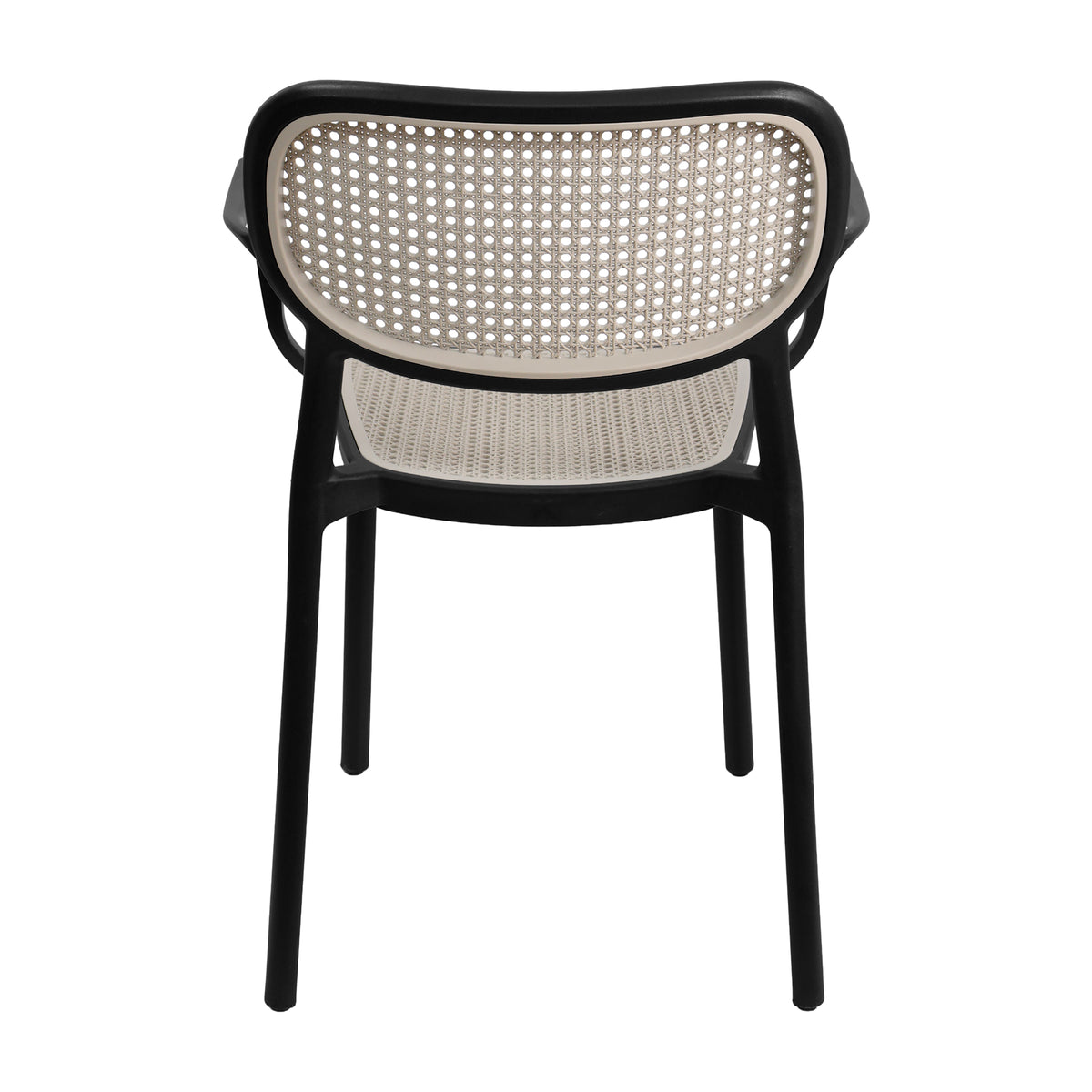 Set X4 Silla Art Nattura CB – Silla de Brazos con Asiento y Respaldo Estilo Ratan Negra