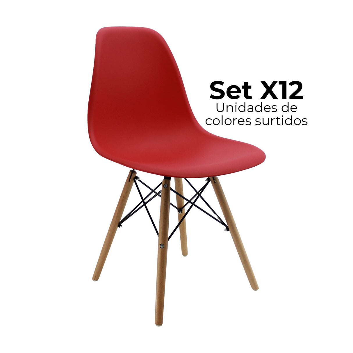 SET X 12 SILLAS DKR TIPO EAMES ROJO SURTIDO BOXBIT