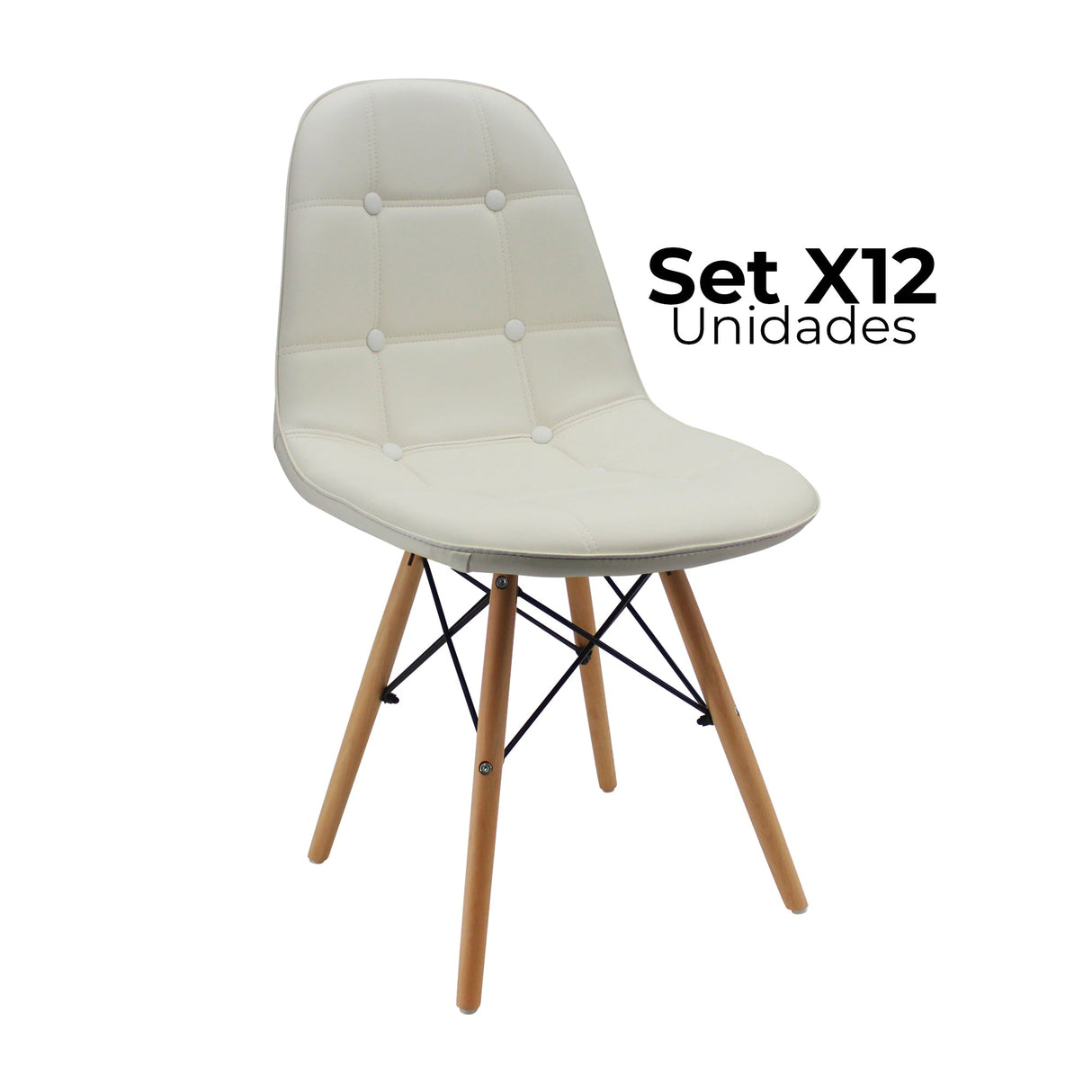 SET X 12 SILLAS DKR BOTONES BLANCAS BOXBIT