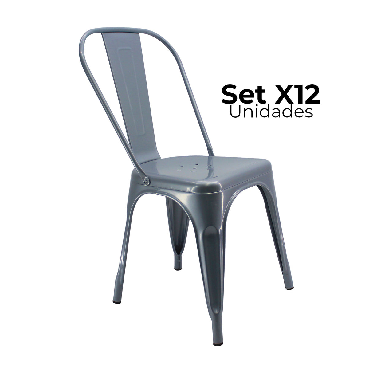 SET X 12 SILLAS TITAN TIPO TOLIX GRISES BOXBIT