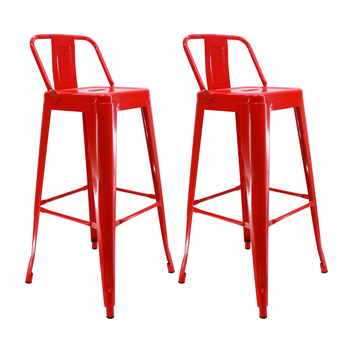 Set x 2 Butacos Bar Altos TITAN Tipo Tolix Rojos BoxBit