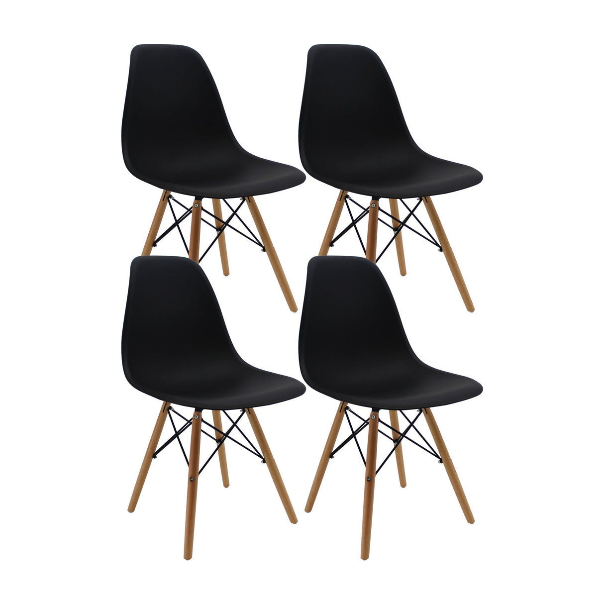 SET X 4 SILLAS DKR TIPO EAMES NEGRAS BOXBIT