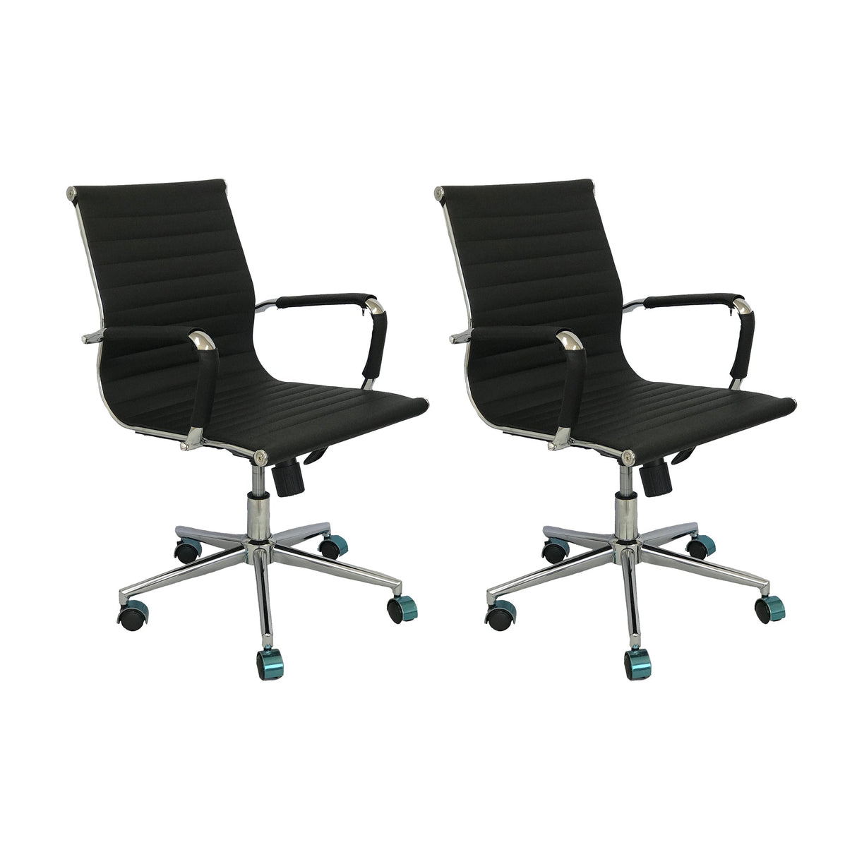 SET X 2 SILLAS ESTERILLA OFICINA BAJAS NEGRAS BOXBIT